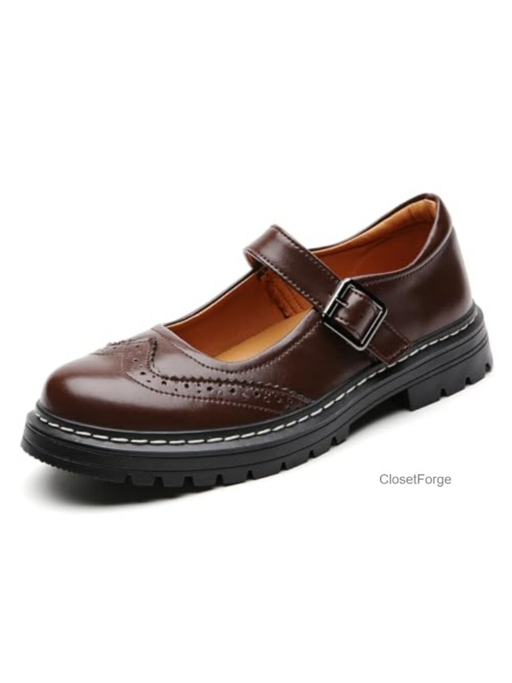 Women's Faux Leather Non-Slip Platform Mary Jane Shoes Dress Casual